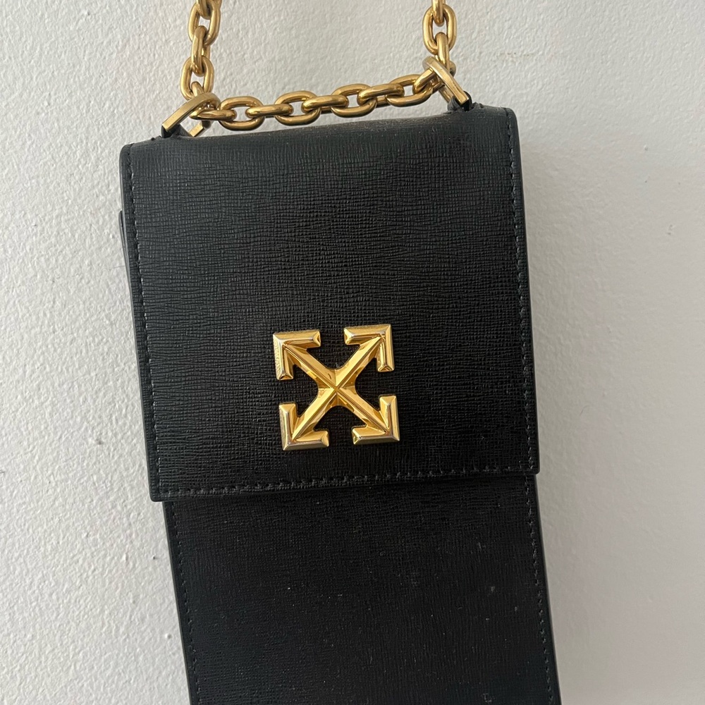 OFF WHITE JITNEY VERTICAL PHONE HOLDER BAG ON CHAIN